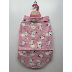 VIPoochy Dog Sweater Pajamas Coat‎ Pink Sheep With Hook &Loop Closure Large #47